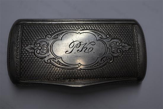 A 19th century Austro-Hungarian 950 standard white metal snuff box with gilt interior